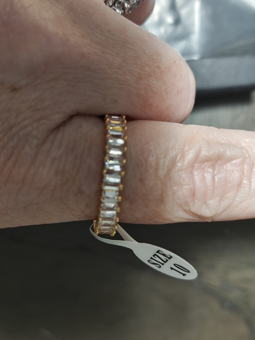 Gold Baguette-Cut CZ Eternity Ring - Size 10